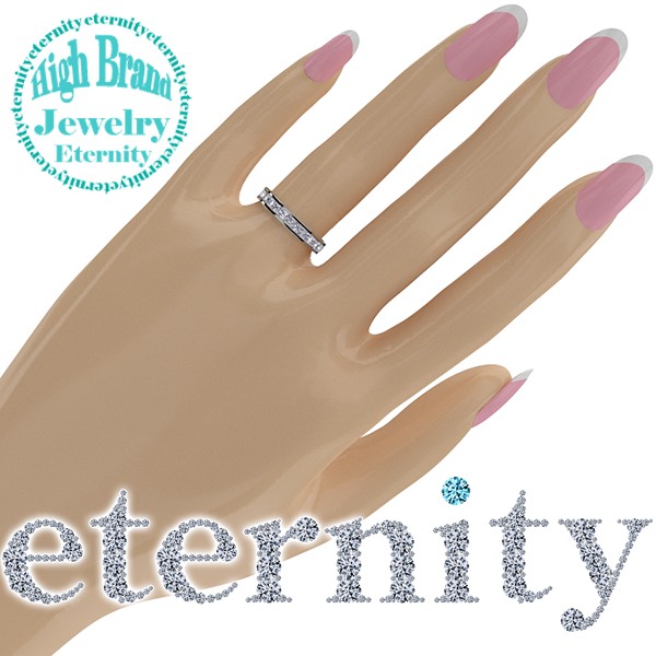 レール留め・プリンセスカットのフルエタニティリング・ダイヤモンド・直径2.5mm×2.5mm