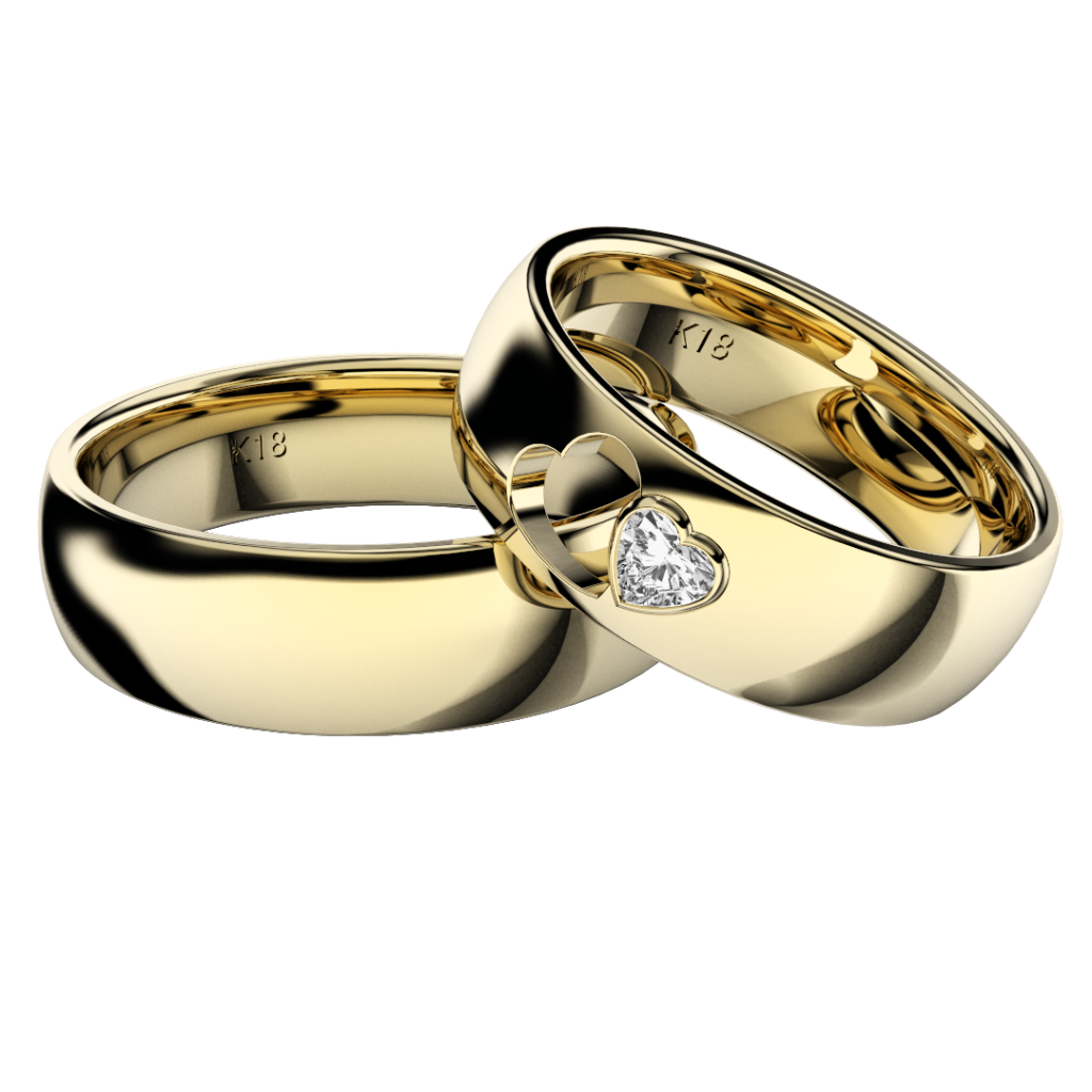 2019新作デザイン結婚指輪・loveHeart・ダイヤモンド・イエローゴールド