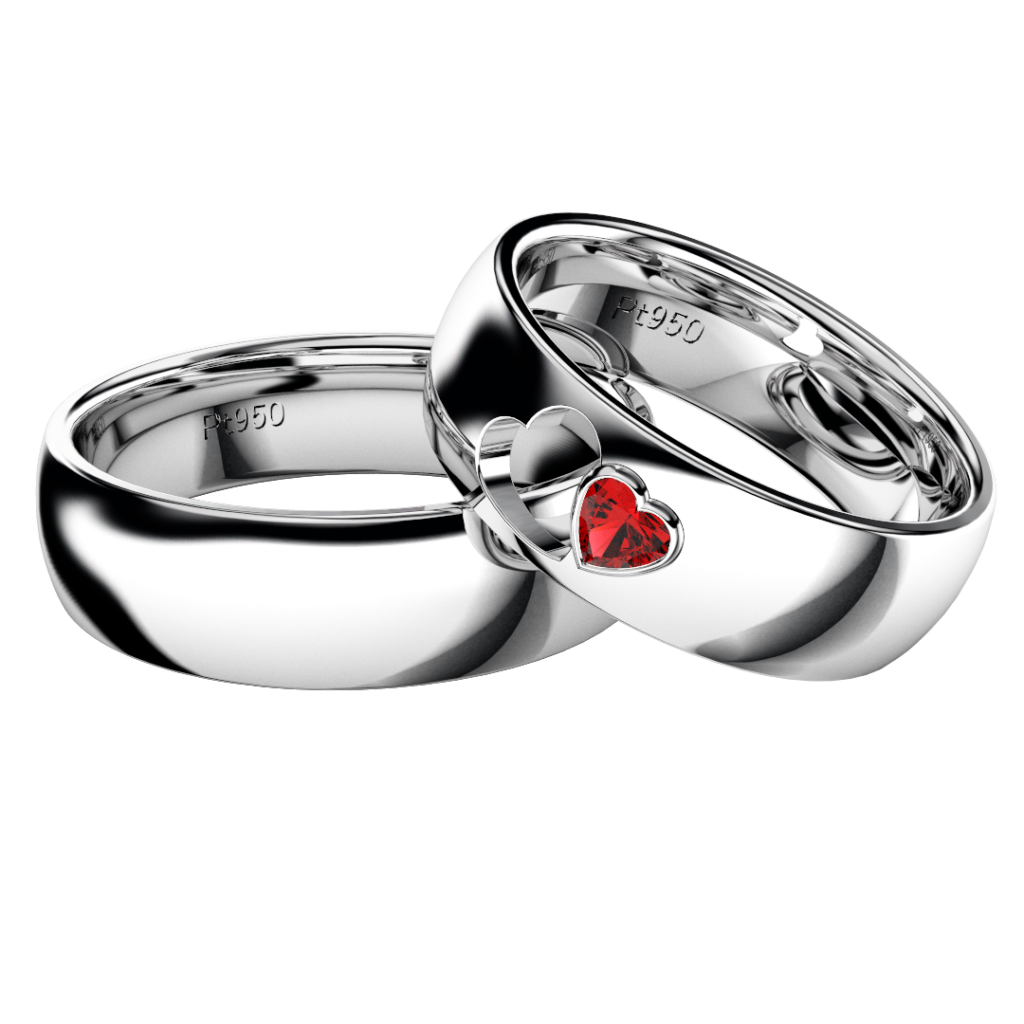 2019新作デザイン結婚指輪・loveHeart・ルビー・プラチナ950